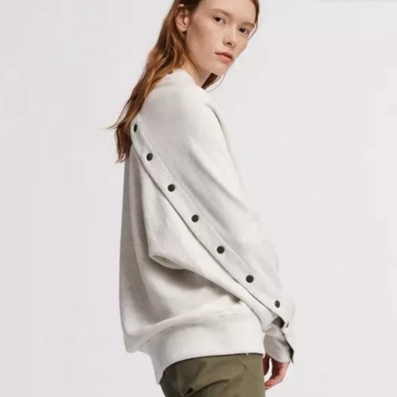 rag & bone New York Kate Gray Modular Green Snap Sweatshirt Size Small Women’s - Picture 3 of 12